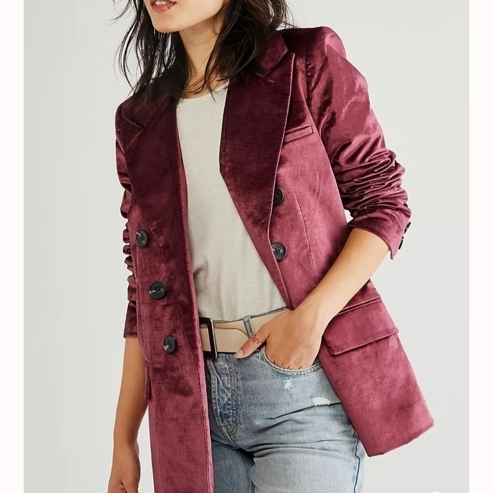 FREE People Velvet Ashby Blazer sz. XS Mauve NWT